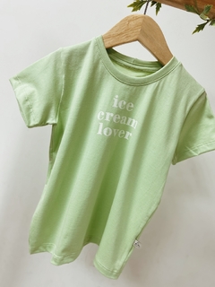 Pronta entrega - Camiseta manga curta ICE CREAM LOVER verde fabula na internet