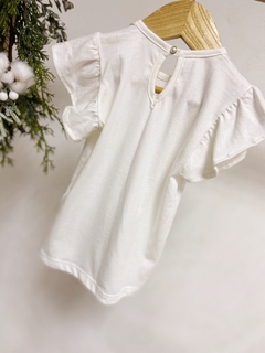 Imagem do Pronta entrega - Blusa babado botão pérola off