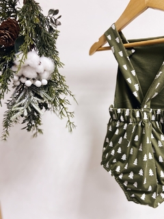 Pronta entrega - Romper baby verde cactus com botões pinheirinhos off - You Boy Kids