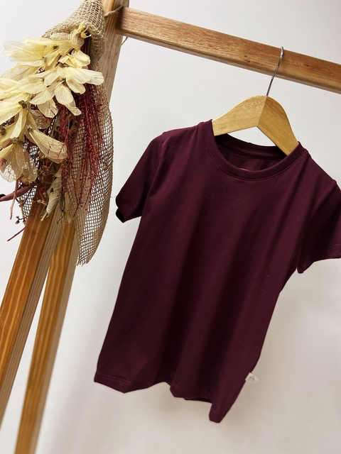 Pronta entrega - Camiseta manga curta lisa vinho