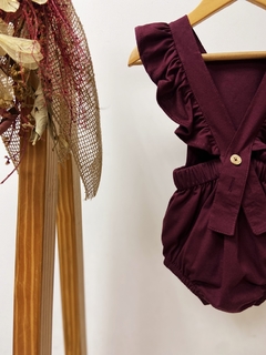 Pronta entrega - Romper baby babado liso vinho - loja online