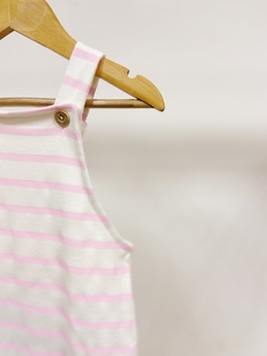 Pronta entrega - jardineira baby listrada rosa claro - You Boy Kids