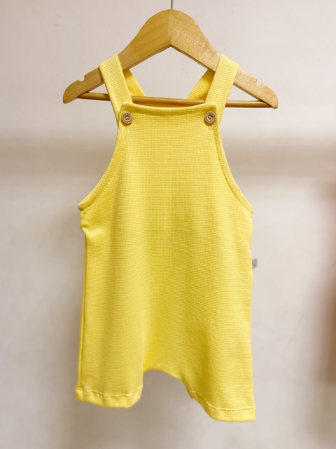 Pronta entrega - Jardineira curta kids block lisa yellow