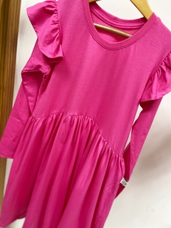 Pronta entrega - Vestido Mullet kids manga longa babado pitaya - comprar online