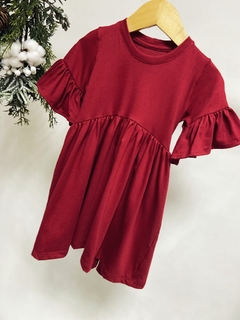 Pronta entrega - Vestido Mullet manga curta babado Marsala na internet