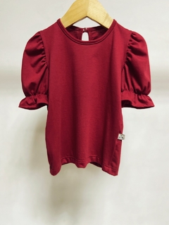 Pronta entrega - Blusa Kids manga princesa botão pérola marsala na internet