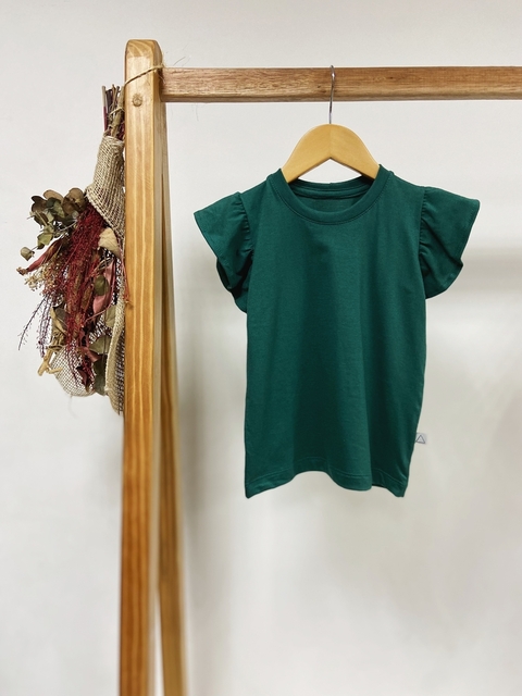 Pronta entrega - Blusa manga babado kids liso basics verde