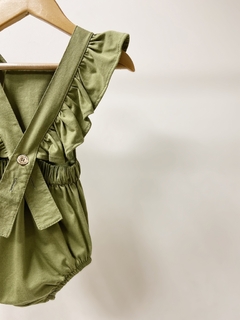 Pronta entrega - Romper baby babado liso oliva