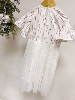 Pronta entrega - Vestido Mullet manga curta com babado saia tule bengalinhas marsala botão pérola - loja online