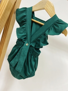 Imagem do pronta entrega - Romper baby babado liso verde