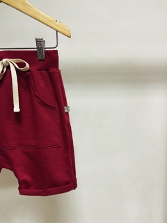 Pronta entrega - Bermuda Saruel kids bolso canguru moletinho Marsala na internet