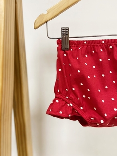 Pronta entrega - Bloomer com babado estampado vermelho Bolinhas off na internet