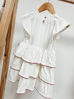 Pronta entrega - Vestido Mullet babados off picueta vermelho botao pérola