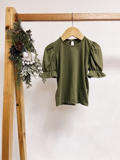 Pronta entrega - Blusa Kids manga princesa botão pérola verde cactus na internet