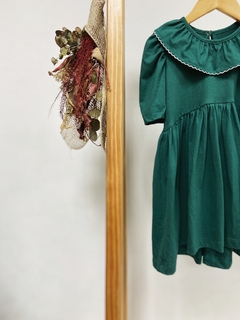 Pronta entrega - Vestido Mullet manga bufante babado gola verde com picueta off botão em pérola - comprar online