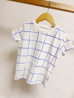 Pronta entrega - Camiseta Kids Manga curta estampada blue grid na internet