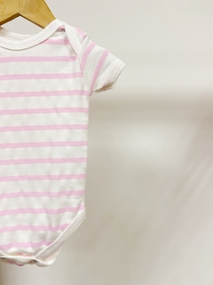 Pronta entrega - Body manga curta estampado listrado rosa claro na internet