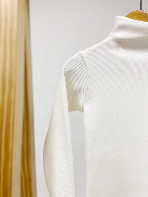 Pronta entrega - Blusa gola alta kids canelado off