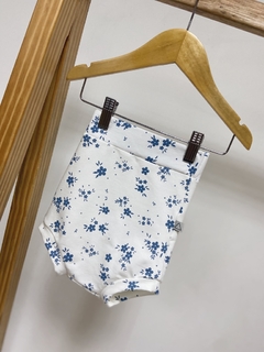 Pronta entrega - Shorts Hotpant com turbante Moletinho com elastano estampado floral azul vintage - You Boy Kids