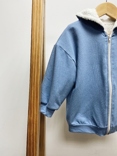Pronta Entrega - Jaqueta denim com capuz forrada polar - You Boy Kids