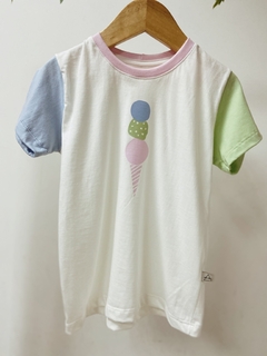 Pronta entrega - Camiseta divertida SORVETE three colors gola rosa claro na internet