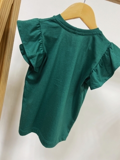 Pronta entrega - Blusa manga babado kids liso basics verde - loja online