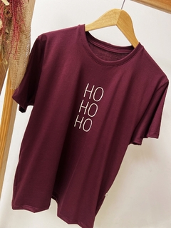 Pronta entrega - Camiseta adulta manga curta vinho HOHOHO