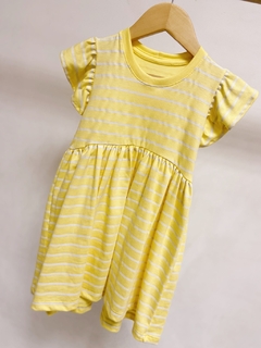Pronta entrega - Vestido kids Mullet estampado manga babado yellow Stripes