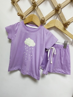 Pronta entrega - Pijaminha curto Melissa estampa Nuvem brilha no escuro - comprar online