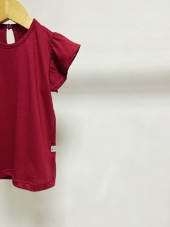 Pronta entrega - Blusa babado botão pérola Marsala - You Boy Kids