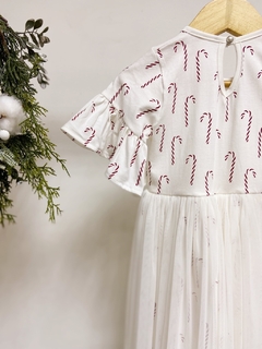 Imagem do Pronta entrega - Vestido Mullet manga curta com babado saia tule bengalinhas marsala botão pérola