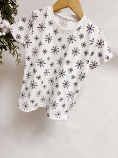 Pronta entrega - Camiseta Kids Manga curta off flocos de neve preto - comprar online