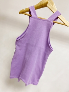 Pronta entrega - Jardineira curta kids block lisa lilac na internet