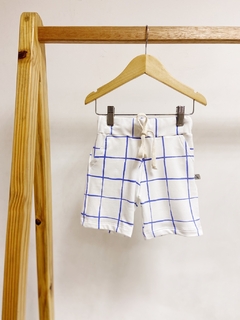 Pronta entrega - Bermuda Jogger kids Estampa blue grid