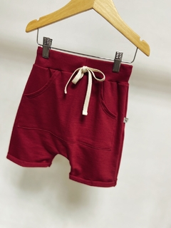 Pronta entrega - Bermuda Saruel kids bolso canguru moletinho Marsala - comprar online
