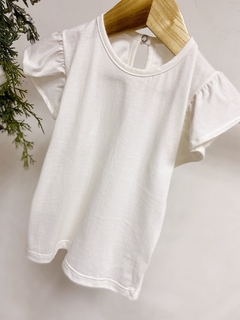 Pronta entrega - Blusa babado botão pérola off