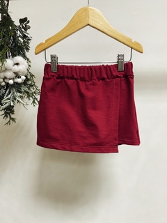 Pronta entrega - Shorts saia kids moletinho Marsala