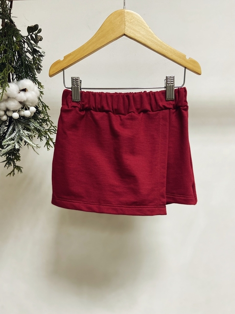 Pronta entrega - Shorts saia kids moletinho Marsala