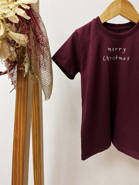 Pronta entrega - Camiseta baby manga curta mery christmas vinho