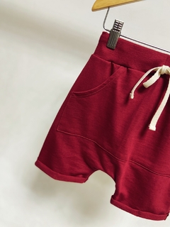 Pronta entrega - Bermuda Saruel kids bolso canguru moletinho Marsala - loja online