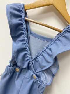 Imagem do PRONTA ENTREGA - Jardineira babado com elastano azul denim