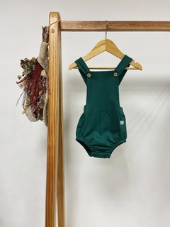 pronta entrega - Romper baby botões madeira natural verde