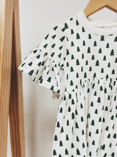 Pronta entrega - Vestido kids Mullet estampado manga curta baabdo off pinheirinhos verde na internet