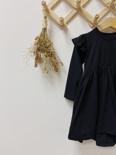 Pronta Entrega - Vestido Mullet kids manga longa com babado lisos basics preto na internet