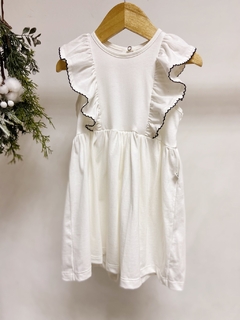 Imagem do Pronta entrega - Vestido regata babados off picueta preta botão pérola