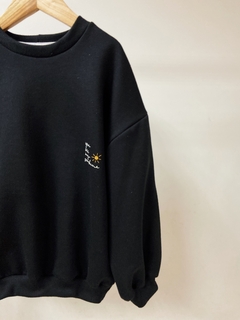 Pronta entrega - casaco moletom oversized peluciado preto you are my sunshine