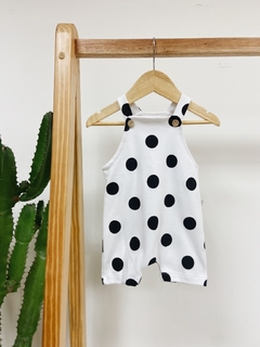 Pronta entrega - Jardineira kids botões em madeira natural bolas