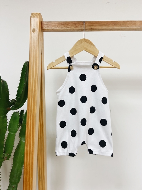 Pronta entrega - Jardineira kids botões em madeira natural bolas