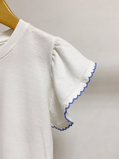 Pronta entrega - blusa babado off picueta blue - loja online