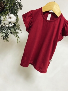 Pronta entrega - Blusa babado botão pérola Marsala - comprar online